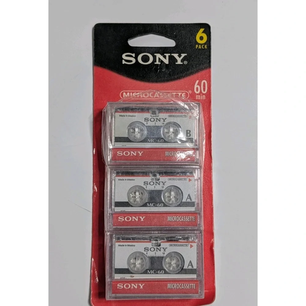 Sony‎ MC-60 Microcassette Audio Tapes (Pack of 6) New Old Stock